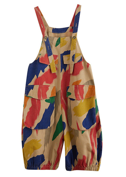 Diy Apricot Slash Neck Print High Waist Jumpsuit Summer