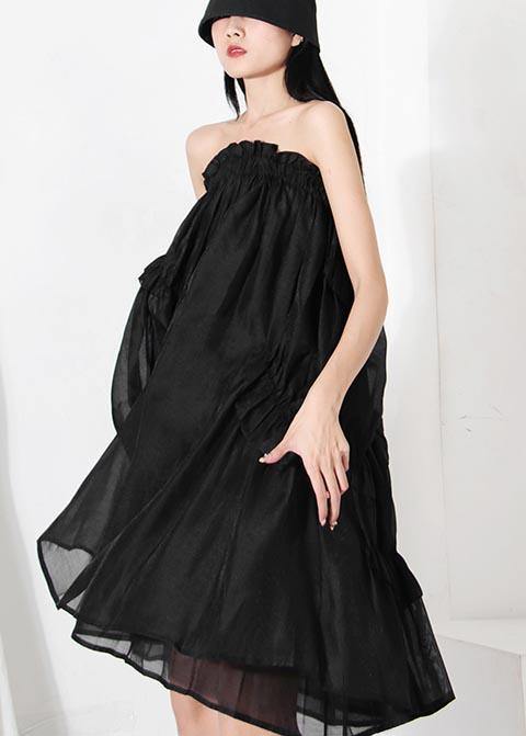 Diy Black Cinched Patchwork a Line Skirt Summer