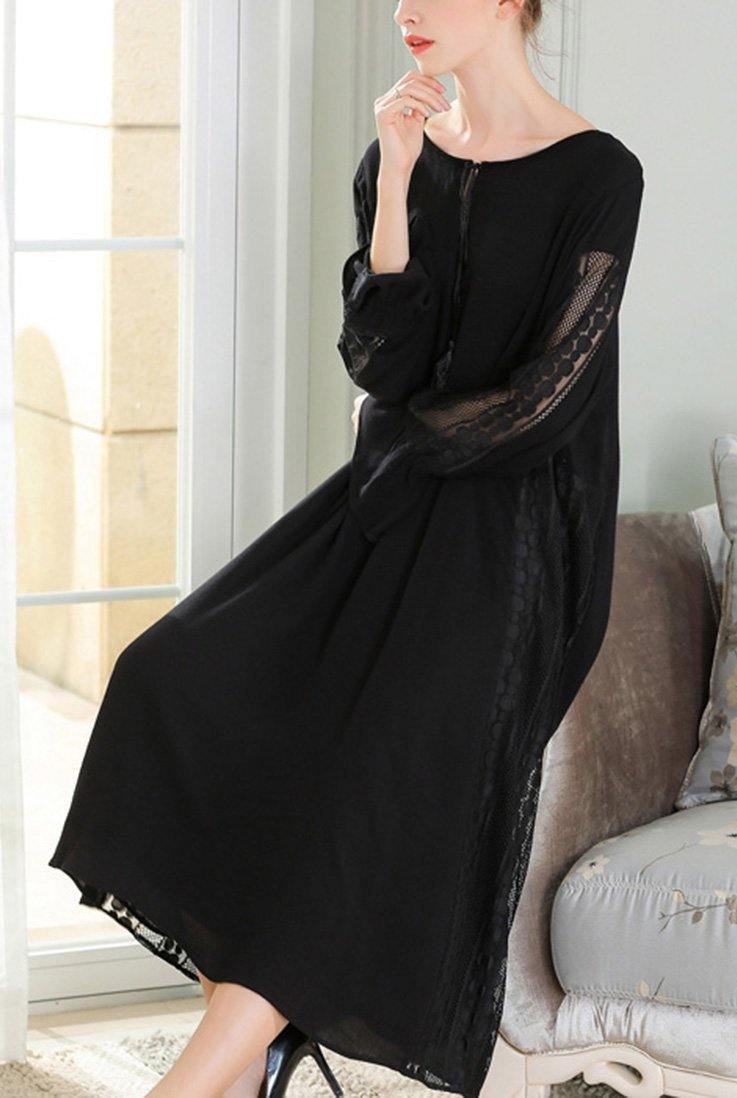 Diy Black Cotton Linen Patchwork Maxi Summer Dress