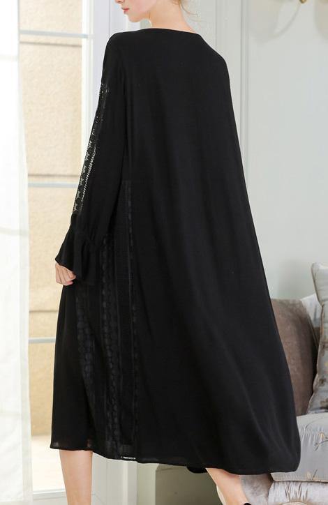 Diy Black Cotton Linen Patchwork Maxi Summer Dress