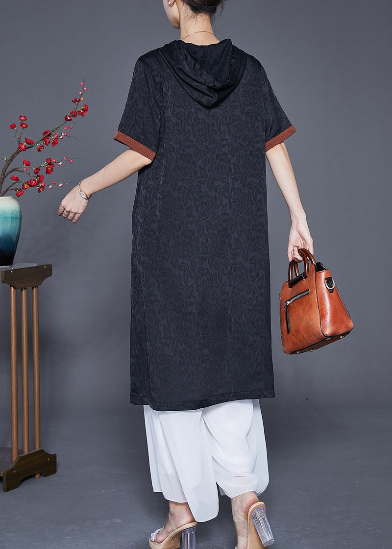 Diy Black Embroideried Hollow Out Silk Vacation Dresses Summer