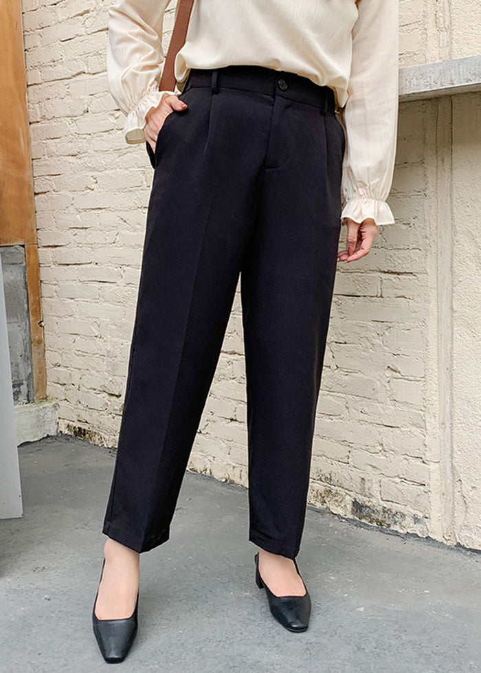 Diy Black High Waist Pockets Spandex Pants Fall