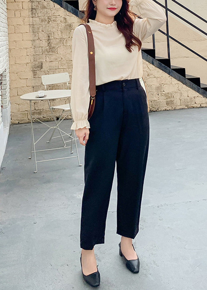 Diy Black High Waist Pockets Spandex Pants Fall