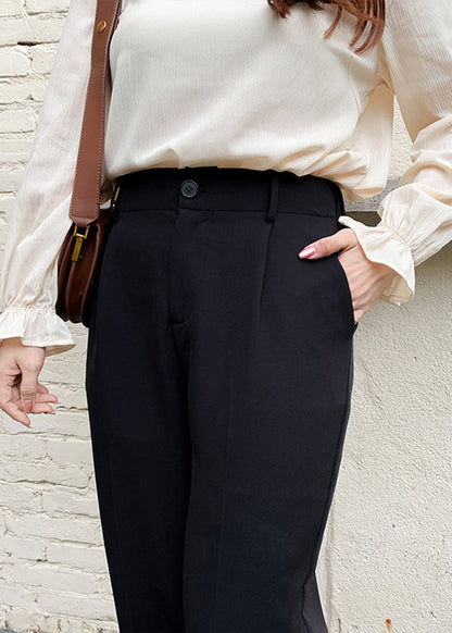 Diy Black High Waist Pockets Spandex Pants Fall