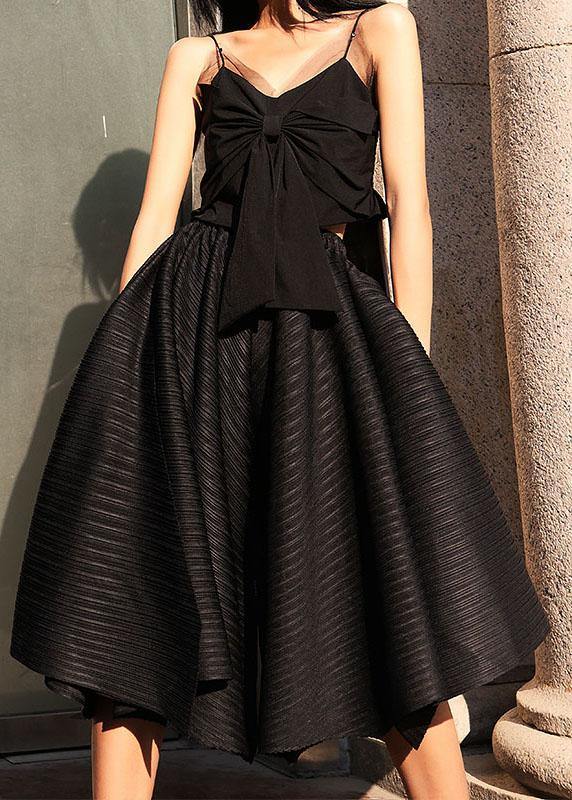 Diy Black Wrinkled Summer High Waist Skirts Pant