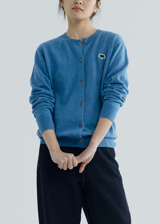 Diy Blue Cozy Woolen Knit Cardigans Long Sleeve