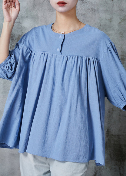 Diy Blue Oversized Cotton Shirt Tops Summer