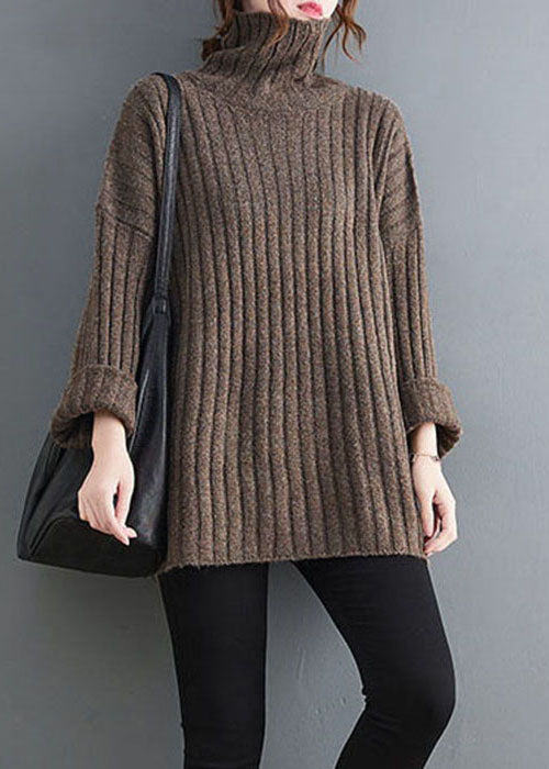 Diy Chocolate Turtle Neck Thick Knit Sweaters Winter