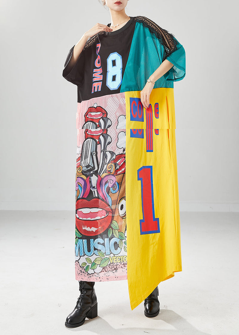Diy Colorblock Oversized Patchwork Hollow Out Long Dresses Summer