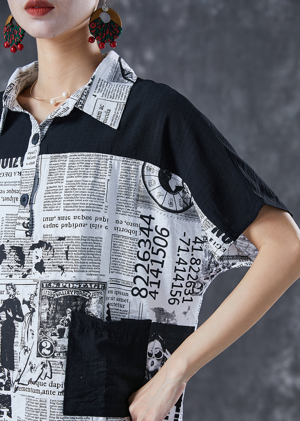 Diy Colorblock Oversized Patchwork Journal Print Cotton Two Piece Set Summer