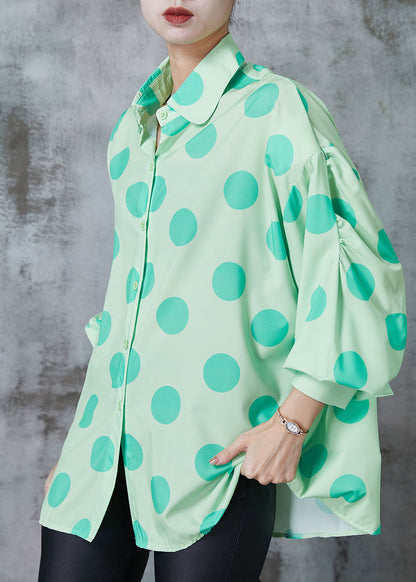 Diy Green Oversized Wrinkled Cotton Blouses Spring