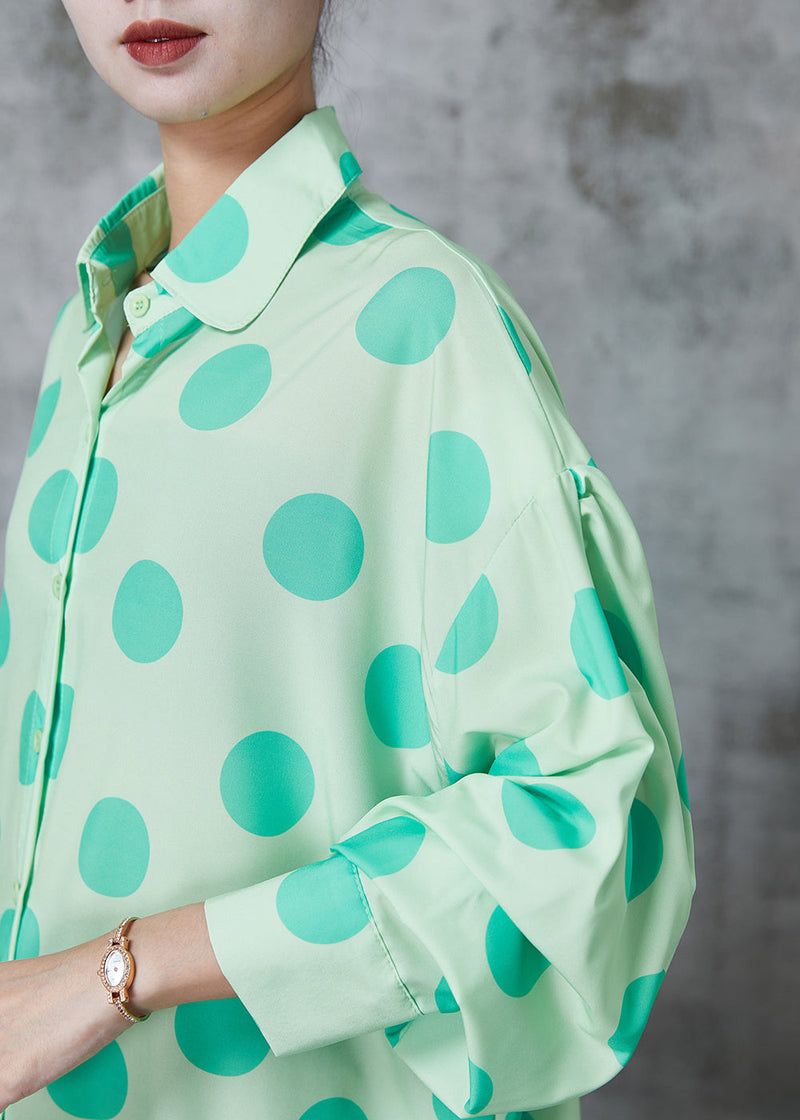 Diy Green Oversized Wrinkled Cotton Blouses Spring