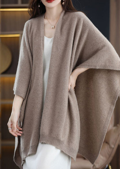 Diy Khaki Oversized Knit Shawl Cardigans Spring