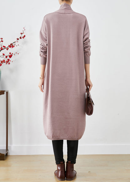 Diy Light Purple V Neck Knit Long Dresses Fall