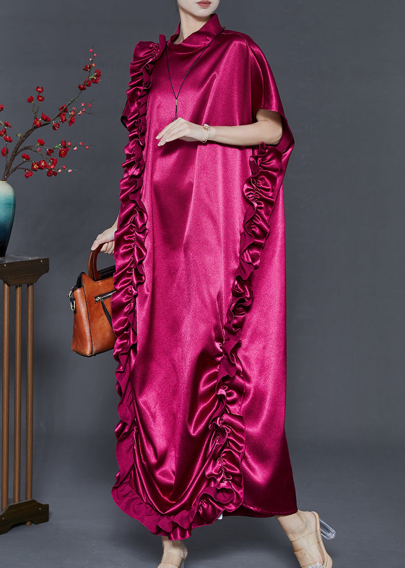 Diy Mulberry Stand Collar Ruffled Silk Dresses Summer