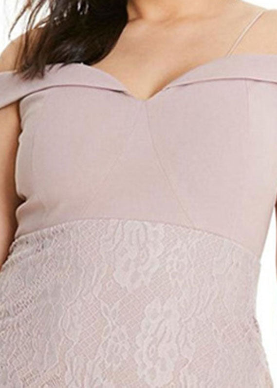 Diy Pink Bustier Top Lace Patchwork Mid Dress Sleeveless