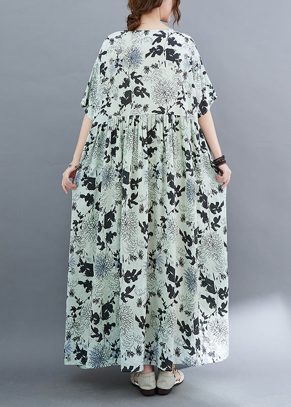 Diy Print Wrinkled Cozy Holiday Long Dress Summer