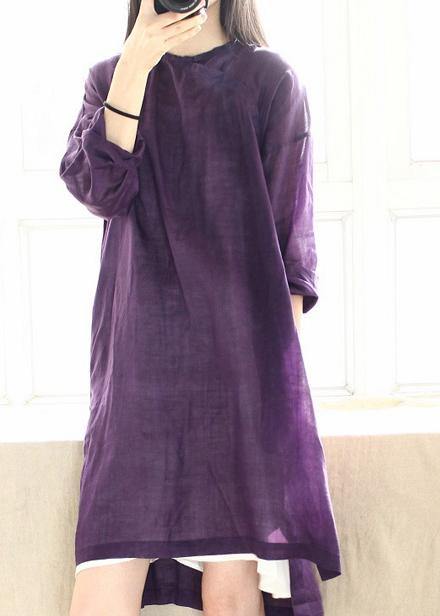 Diy Purple Dresses O Neck Side Open Dresses