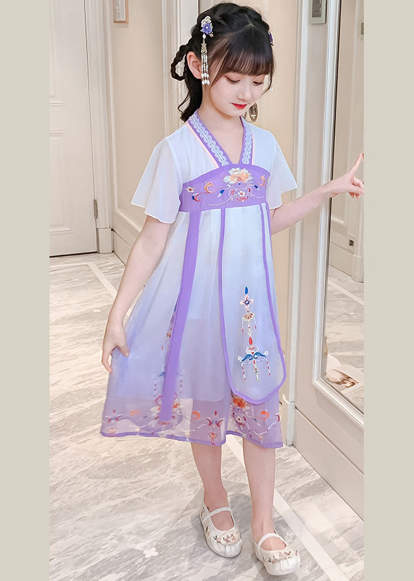 Diy Purple Embroideried Tassel Tulle Long Dresses Summer
