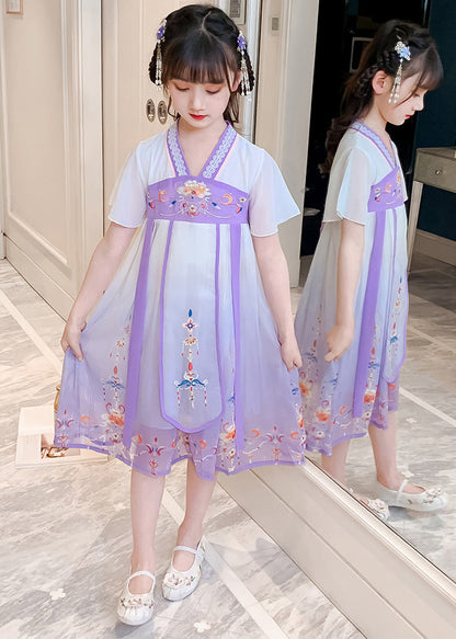 Diy Purple Embroideried Tassel Tulle Long Dresses Summer
