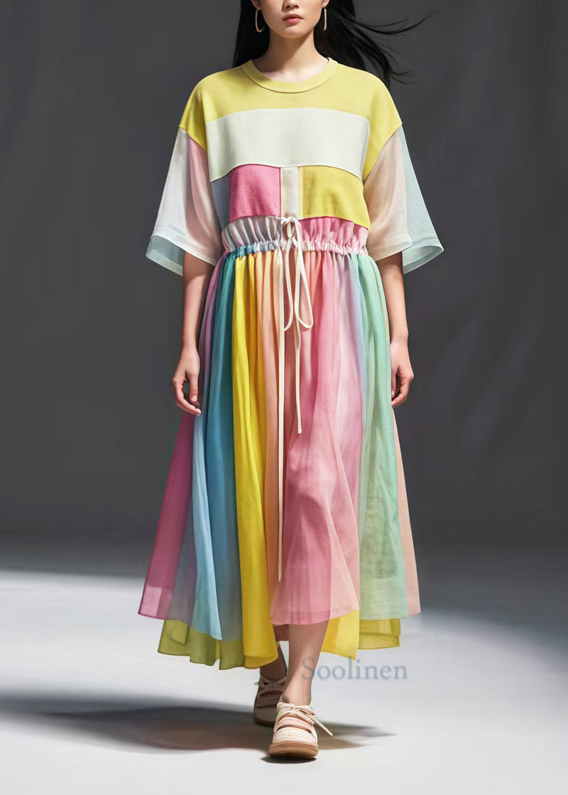 Diy Rainbow Cinched Patchwork Tulle Dress Summer