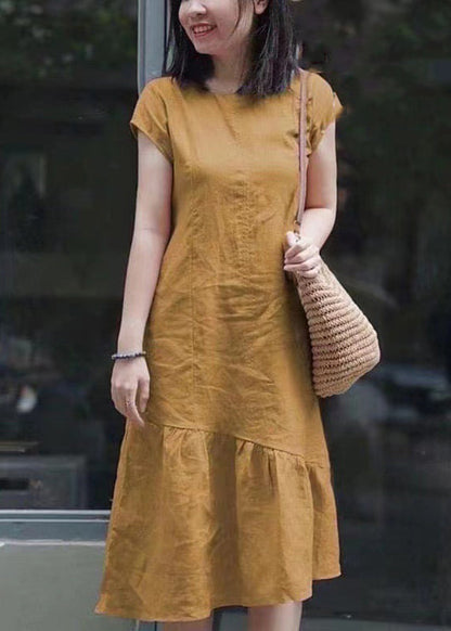 Diy Red Asymmetrical Patchwork Mid Dresses Short Sleeve
