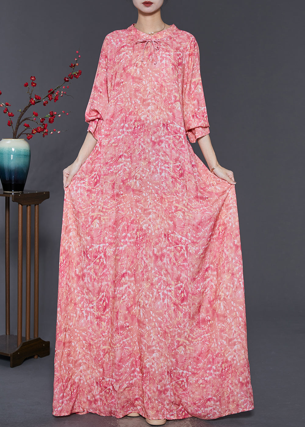 Diy Red Oversized Print Cotton Robe Dresses Summer