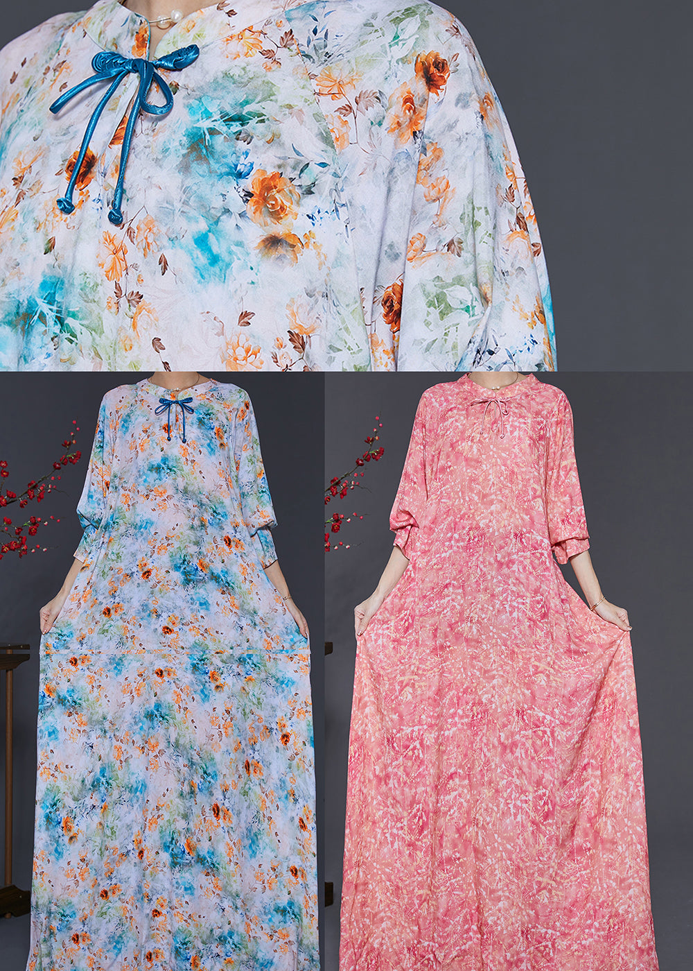 Diy Red Oversized Print Cotton Robe Dresses Summer