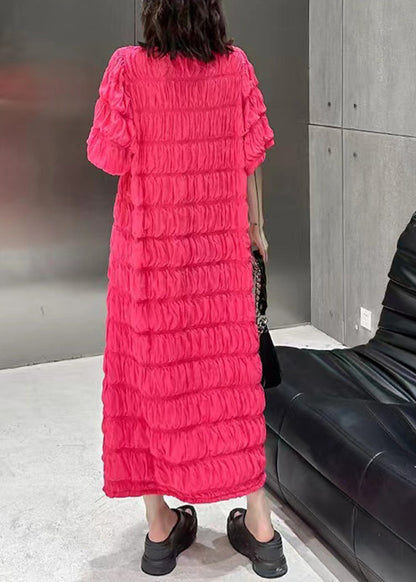 Diy Rose V Neck Chiffon Maxi Dress Short Sleeve