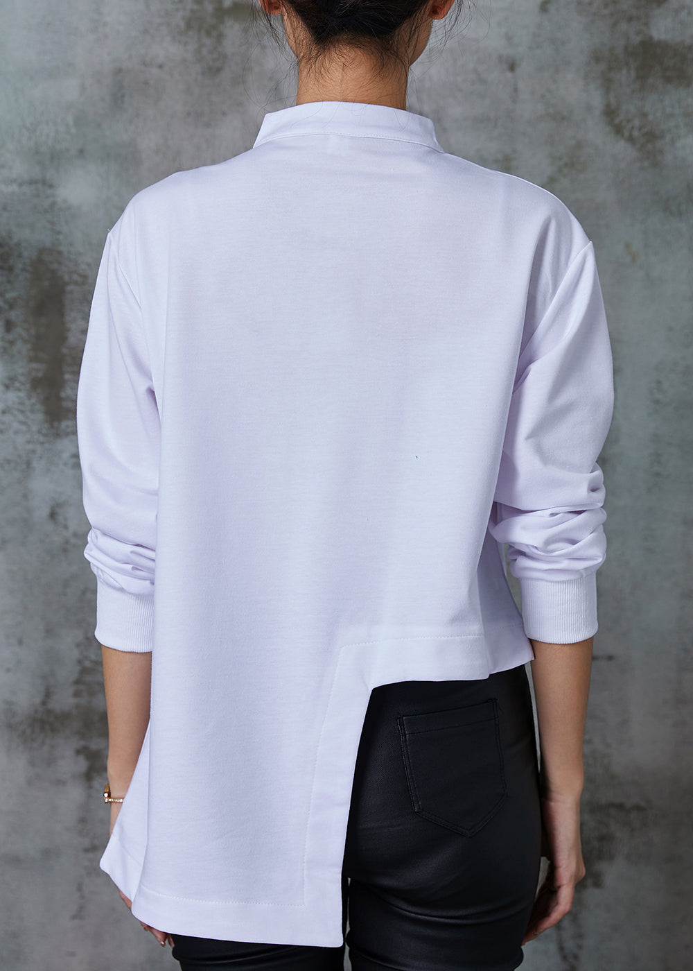 Diy White Asymmetrical Embroidered Cotton Blouses Spring