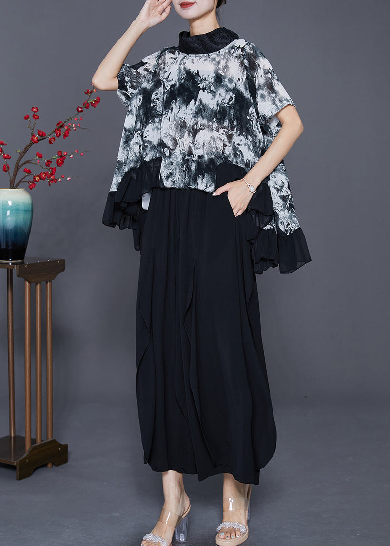 Diy White Tie Dye Low High Design Chiffon Two Pieces Set Summer