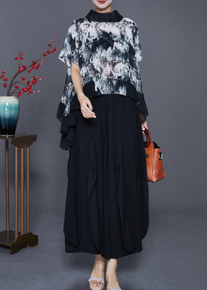 Diy White Tie Dye Low High Design Chiffon Two Pieces Set Summer