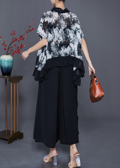 Diy White Tie Dye Low High Design Chiffon Two Pieces Set Summer