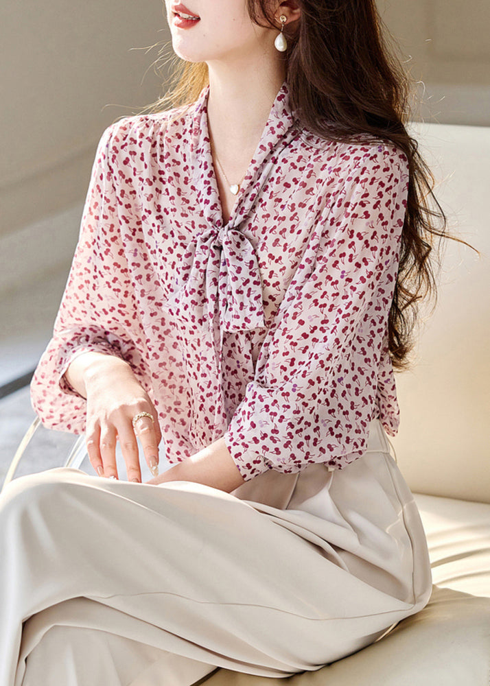 Diy Yellow V Neck Print Chiffon Top Fall
