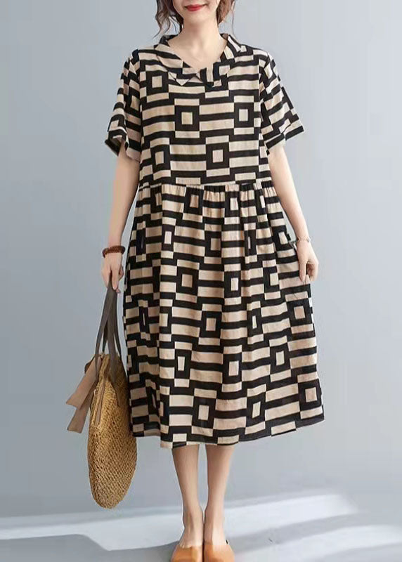 Diy Print O-neck Button Low High Design Vacation Dresses Summer