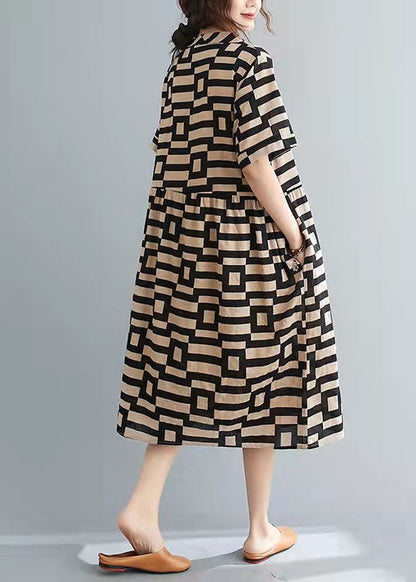 Diy Print O-neck Button Low High Design Vacation Dresses Summer