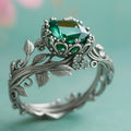 Nature Green Crystal Silver Ring
