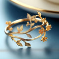 Exotic Gold Floral Branch Ring