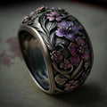 Exotic Violet Blossom Silver Ring
