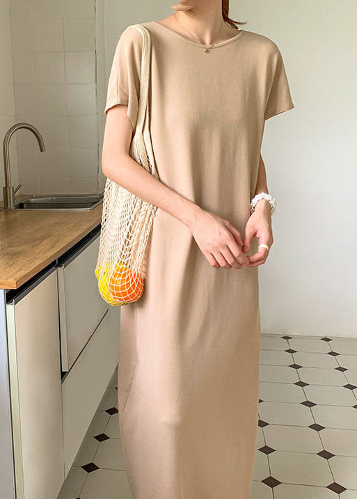 Diy Beige Front Back Wear on Both Sides Knit Dresses Summer