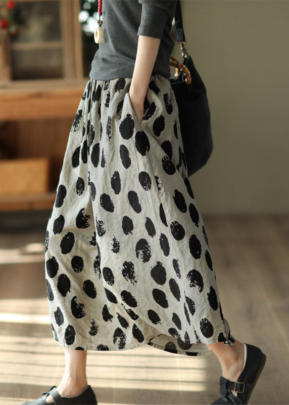 Diy White Texture Wrinkled Exra Large Hem Print Linen Skirts Spring