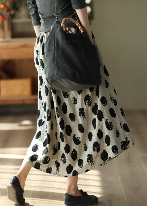 Diy White Texture Wrinkled Exra Large Hem Print Linen Skirts Spring