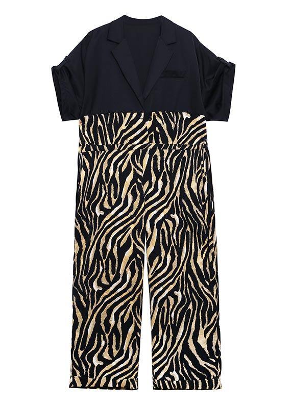Diy White Zebra Pattern Patchwork Jumpsuit Shorts Summer