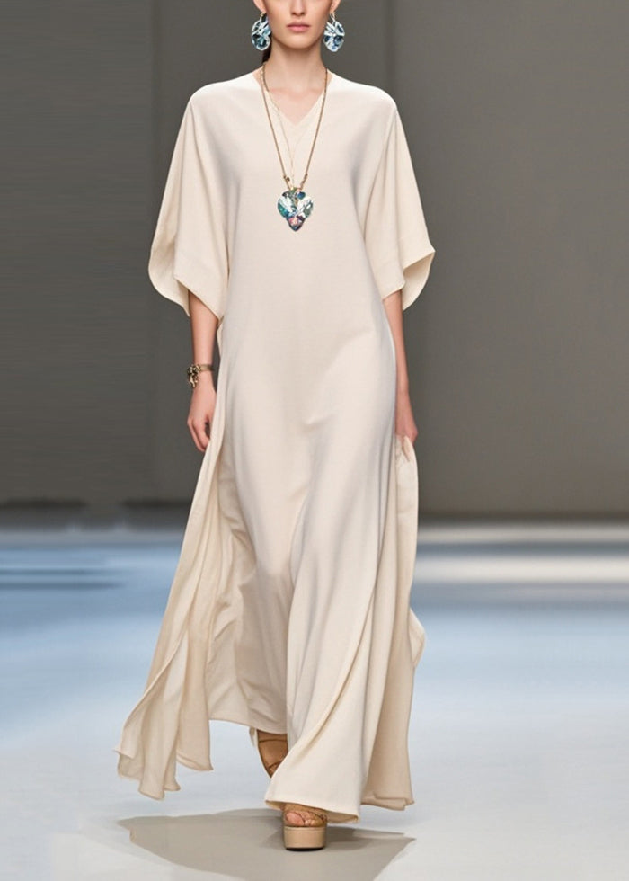 Apricot Oversized Draping Chiffon Vacation Dresses Summer