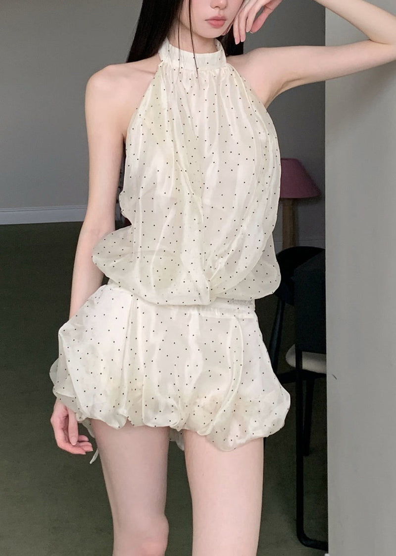 Apricot Turtleneck Dot Patchwork Tulle Mid Dresses Sleeveless