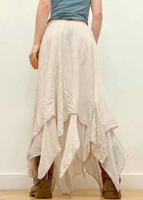 Beige Asymmetrical Cotton Skirts Summer