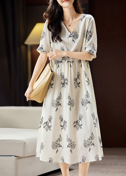 Beige Embroidered Patchwork Maxi Dress Short Sleeve