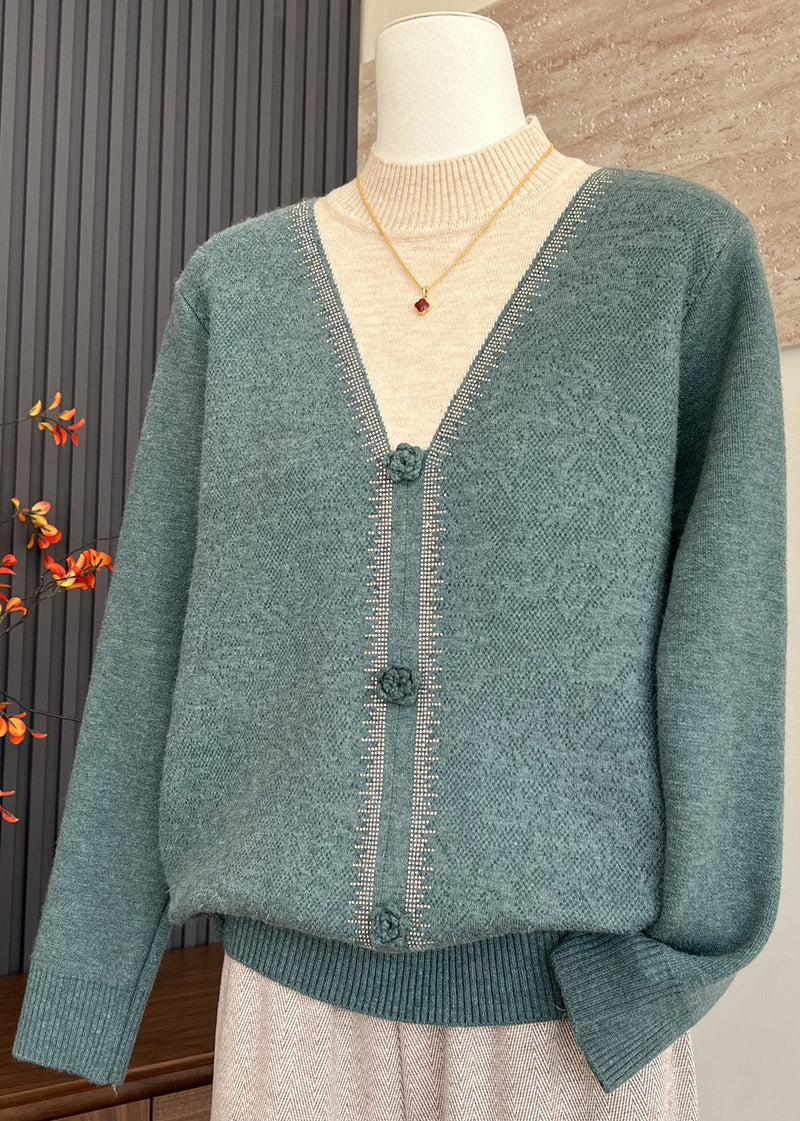 Beige Hign Neck Thick Patchwork Warm Fleece Knit Top Winter