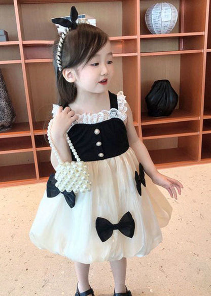 Black Bow Lace Patchwork Tulle Baby Dress Summer