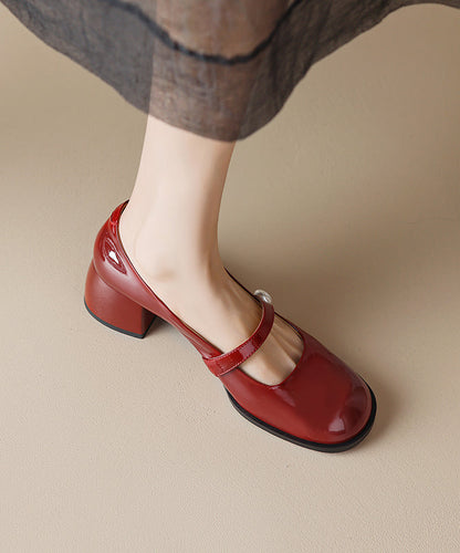 Black Buckle Strap Sheepskin Chunky High Heels